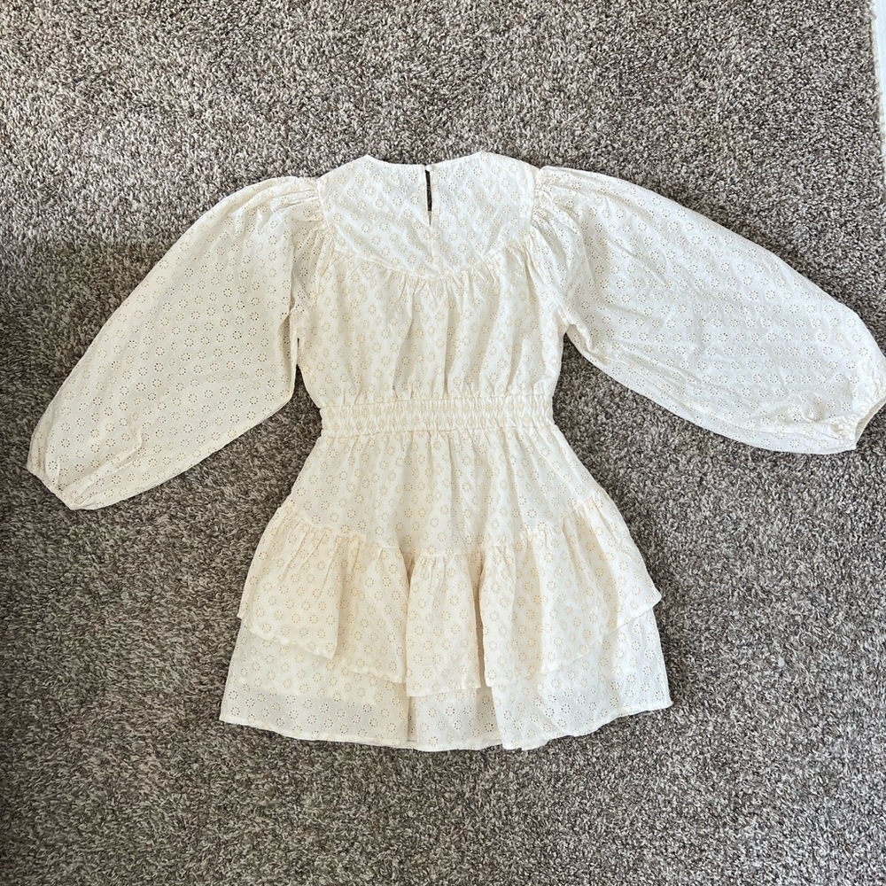 Just Me Tiered Cottage Core Puffy Long Sleeve Mini Dress - Picture 5 of 7